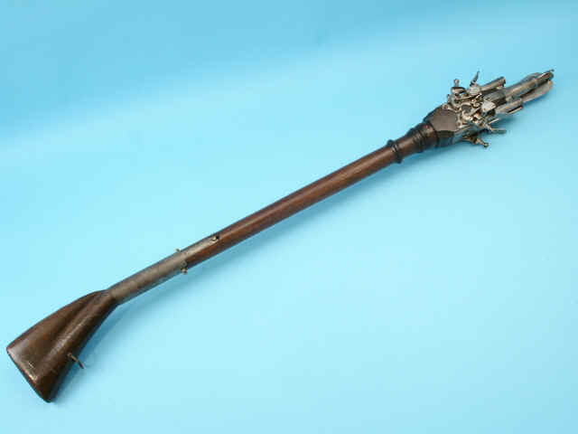 Exceedingly Rare Spanish or Neapolitan Four-Barreled Flintlock Combination Pistol and Pole-Arm [early 18th-century]