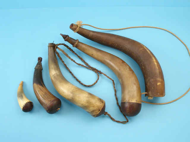 Lot of Five Antique Powder and Hunting Horns