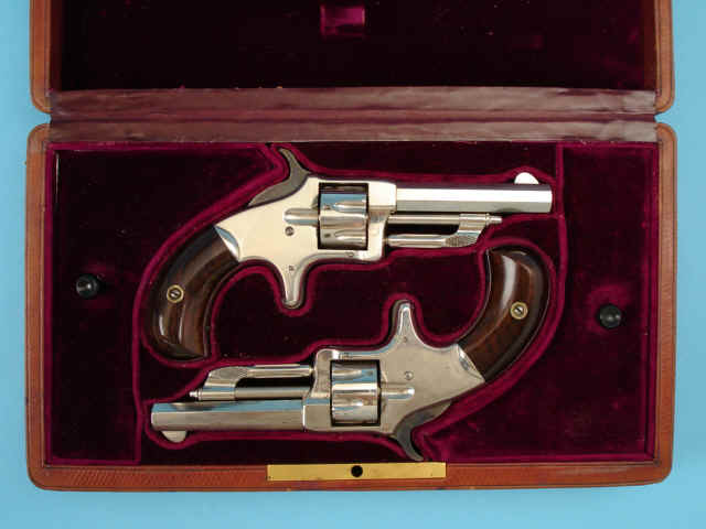 Excellent and Rare Cased Pair of Wesson & Harrington First Type No. 2 Pocket Revolvers, with H. Faure LePage Paris Inscribed Barrels