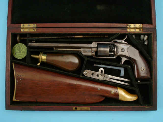 Rare Cased C.R. Alsop Navy Model Percussion Revolver with Attachable Shoulder Stock