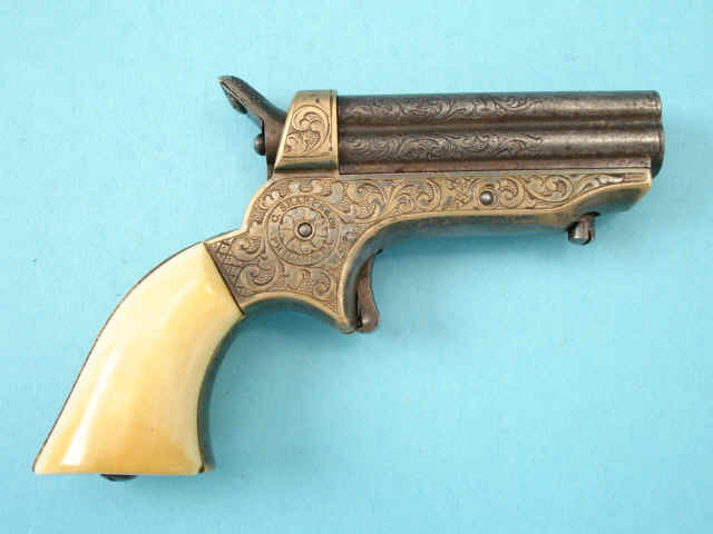 Rare Engraved Sharps Breech Loading Pepperbox Pistol, Model 1A, with Ivory Grips
