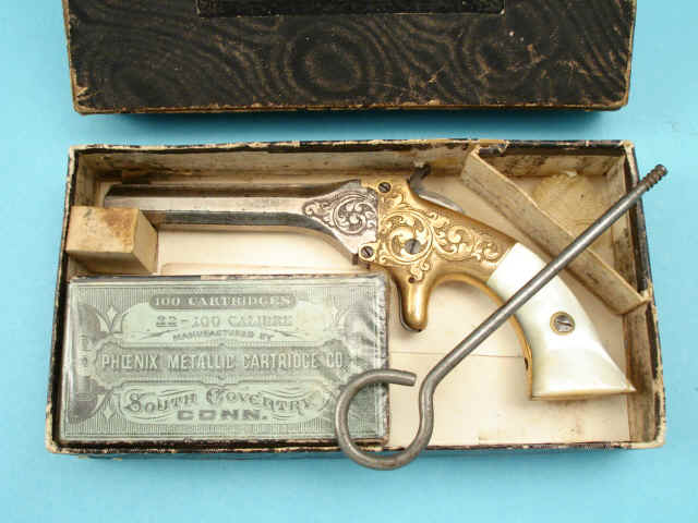 Boxed and Engraved T.J. Stafford Single-Shot  "Automatic" Breechloading Pocket Pistol