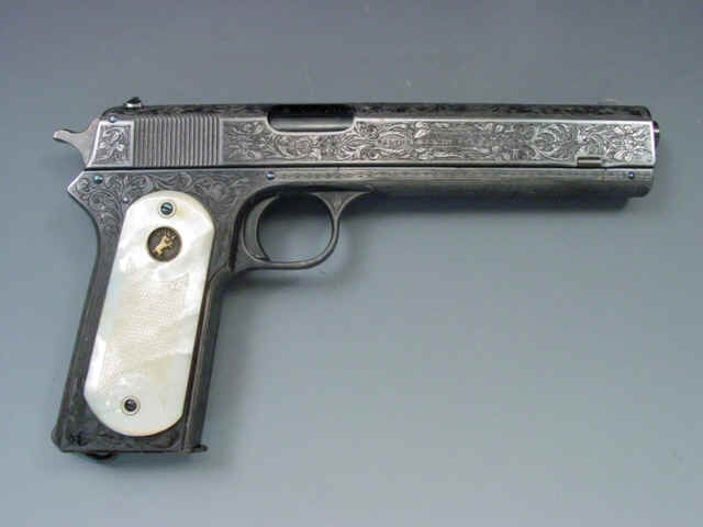 *Rare and Historic Deluxe Engraved Colt Model 1902 Military Semi-Automatic Pistol, Inscribed "General Victoriano Huerta"