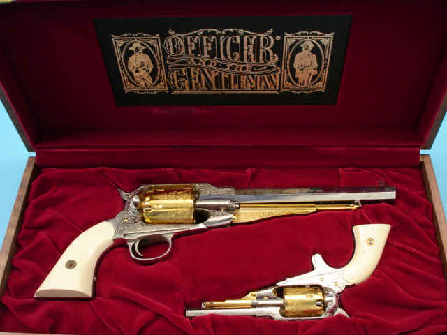 Cased Italian Reproduction "Officer & the Gentleman" Limited Edition #69 of 1000 Engraved Remington Ensemble