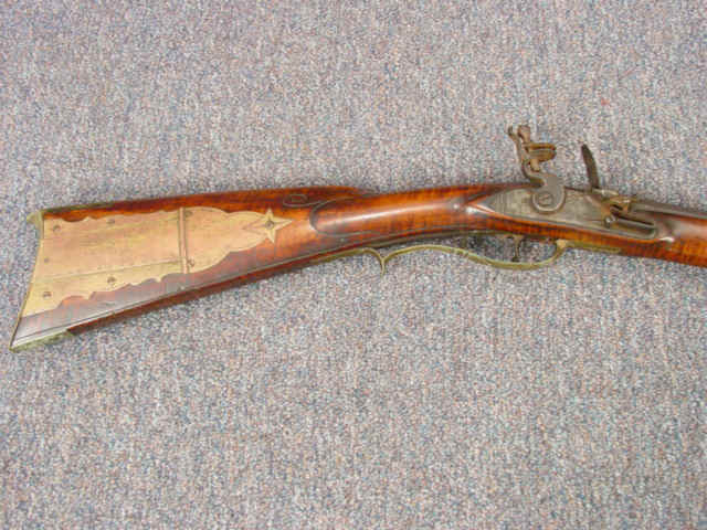 Buck and Ball Flintlock Kentucky Rifle by S. Gobrecht, with Incised Carved Full Stock, c. 1790-1800