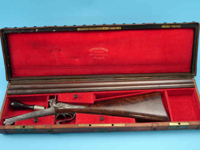 The Important, Rare and Historic Cornelius V.S. Roosevelt Cased Lefaucheux Pinfire Shotgun, Custom Made for the Grandfather of President Theodore Roosevelt