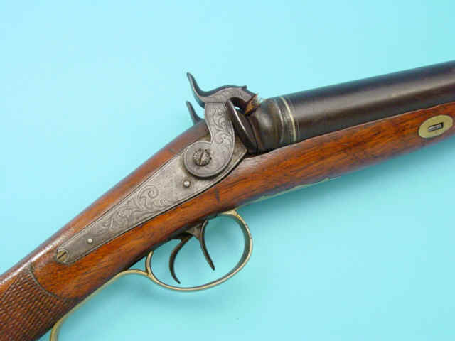 Double Barrel Hammer Percussion Shotgun, with London Engraved on Top Rib