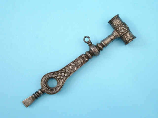 Rare 17th-Century Italian Silver-Inlaid Wheel Lock Key
