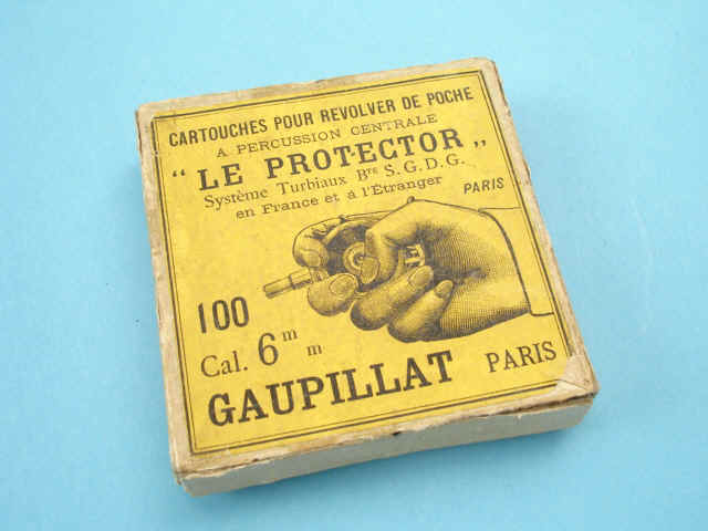 Scarce Box of 6mm Cartridges for the French "Le Protector" Squeeze Pistol