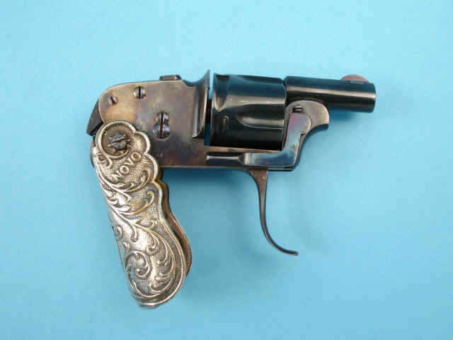 Scarce and Unique Belgian Novo Folding-Grip Pocket Revolver by D.D. Oury