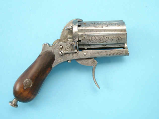 Engraved Belgian Pin-Fire Pepperbox-type Revolver, Serial No. 3, c. 1870