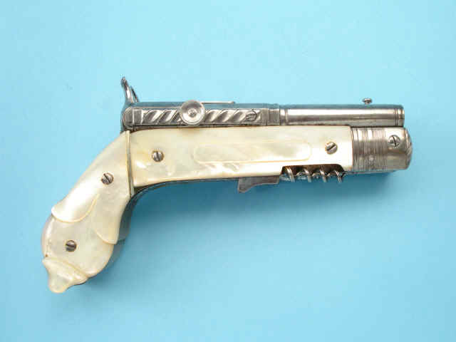 Rare and Exceptional Double-Barrel Folding Knife/Pistol with Mother-of-Pearl Side Plates