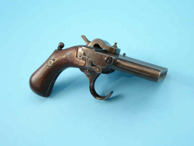 Scarce Second Model Jarre Patent Pin-Fire Harmonica Pistol by A.E. Jarre, Paris, No. 292, c. 1860