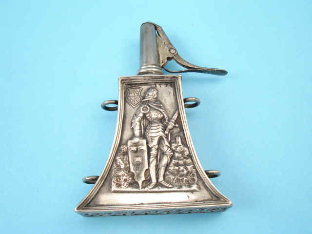 Fine Engraved Silver Pistol Priming Flask [dated 1574, perhaps 16th-century]