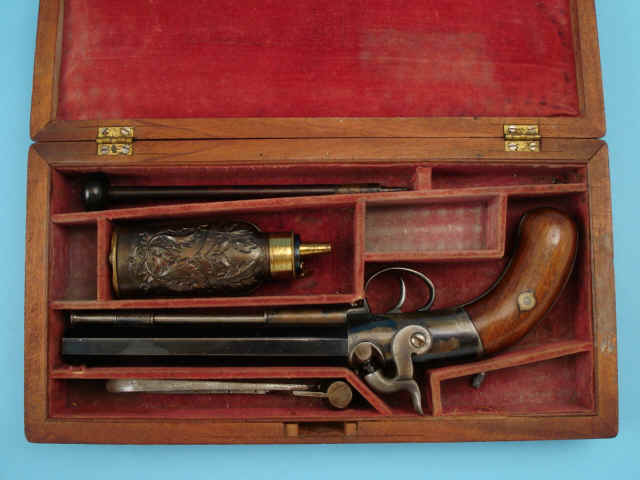 Cased Blunt and Syms Single-Shot Sidehammer Pistol Cased Blunt and Syms Single-Shot Sidehammer Pistol
