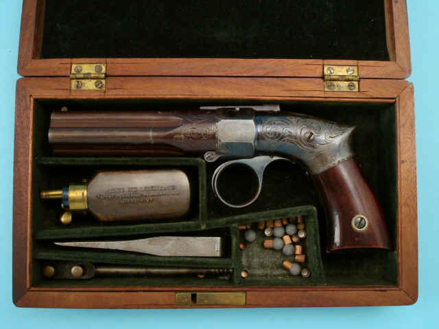 Scarce Cased Robbins & Lawrence Hammerless Ring Trigger Pepperbox