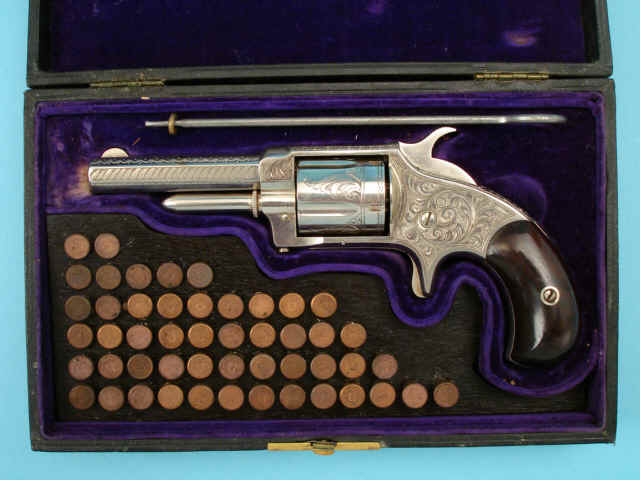 Rare Leather and Wood Cased, Engraved and Inscribed Whitneyville Armory Breechloading Pocket Revolver