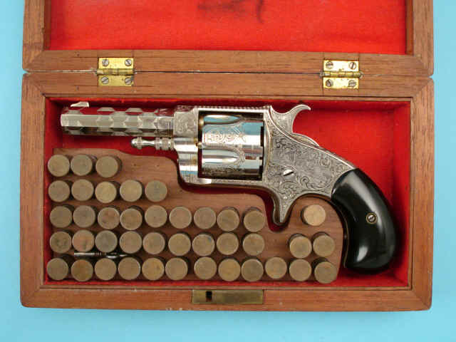 Cased and Extra-Engraved Hopkins & Allen XL No. 7 Single Action Pocket Revolver