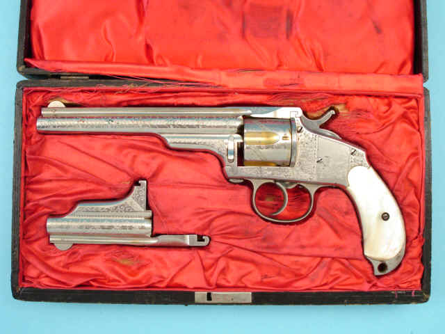 Rare Cased, Inscribed and Engraved Merwin Hulbert & Co. Double Action Pocket Revolver, with Extra Barrel