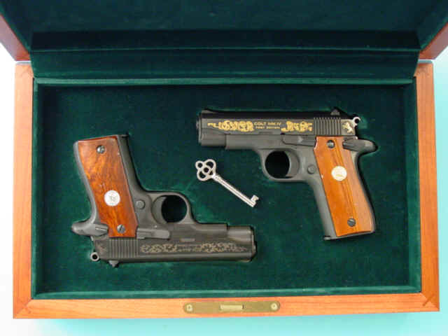 **Cased "Deluxe Set" Pair of Colt Mk IV First & Second Edition Government .380 Semi-Automatic Pistols