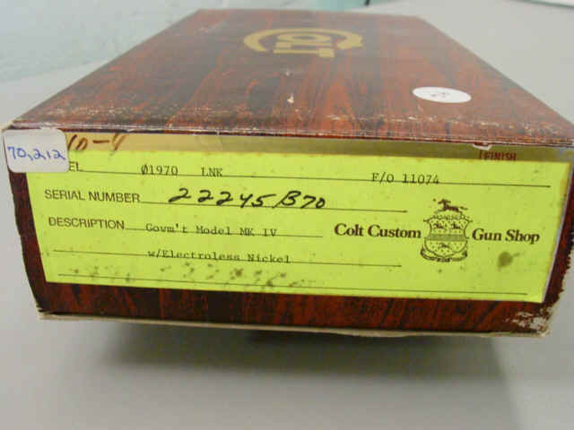 **Boxed Colt Custom Gun Shop Mark IV, Series 80 Government Model Semi-Automatic Pistol