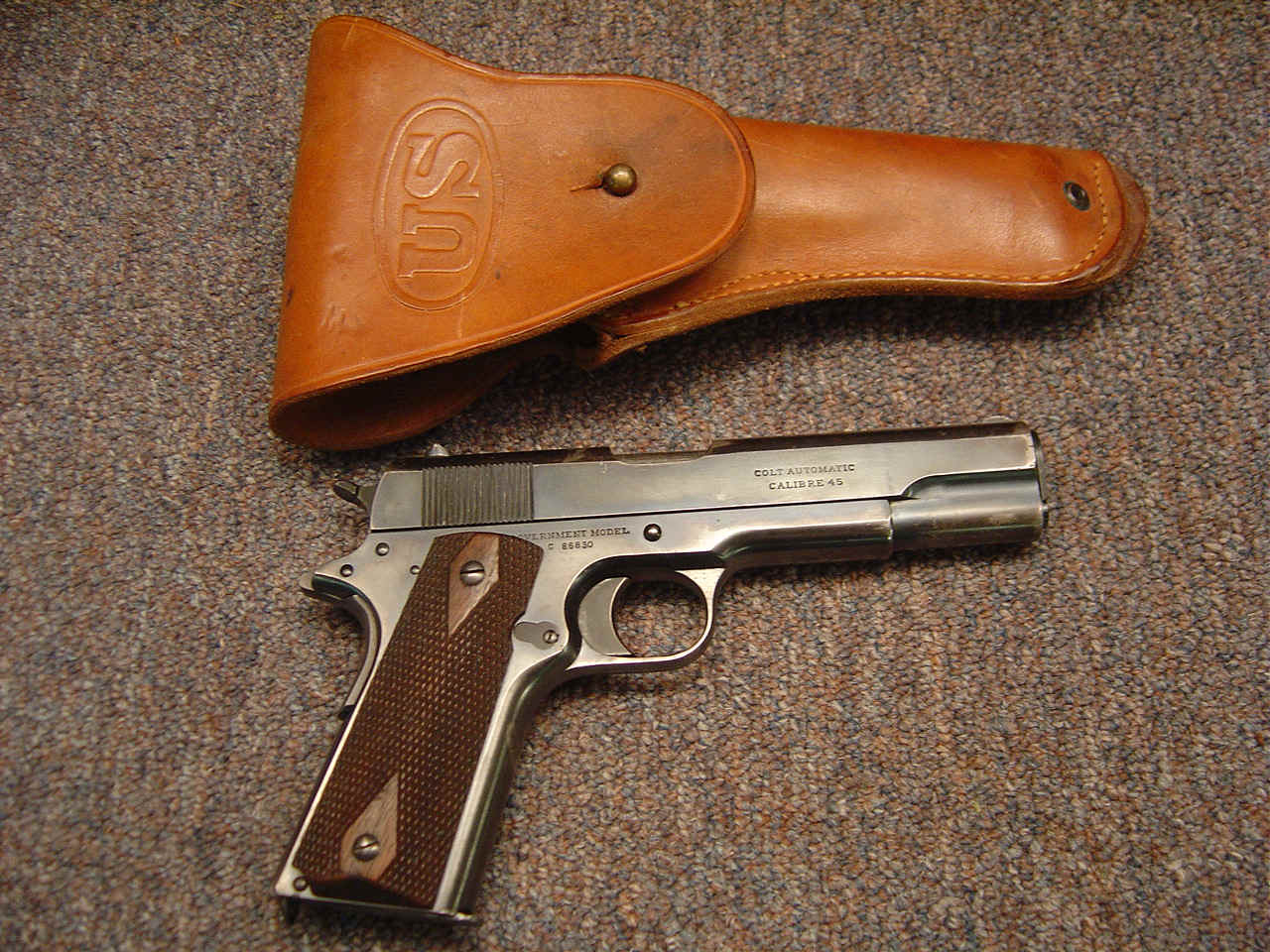 *Colt Commercial Model 1911 Semi-Auto Pistol, with Leather Military Holster