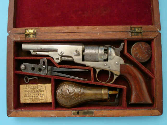 Cased and Nickel-Plated Colt Model 1865 Pocket Navy Revolver, with Accessories