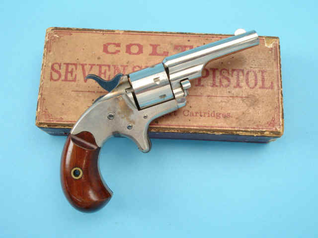 Fine Boxed and Nickel-Plated Colt Open Top Pocket Model .22 Revolver