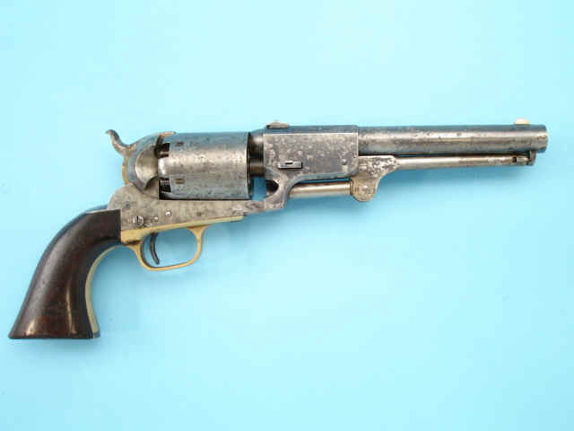 Scarce U.S. Martially Marked Colt Third Model Dragoon Revolver, Cut for Third Type Shoulder Stock and with Folding Leaf Rear Sights, Rare Corrosion Attributed to Human Blood