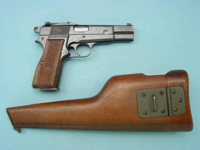 *Fabrique-Nationale Browning Hi-Power Semi-Automatic Pistol with Wooden Holster Shoulder Stock