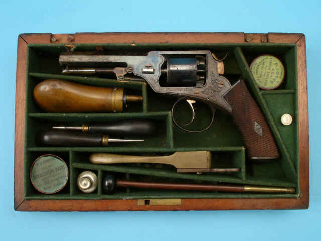 Scarce Cased British Webley Double Action Percussion Revolver