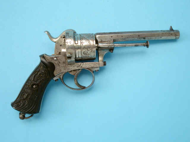 Factory-Engraved Double Action Pinfire Revolver by A. Francotte