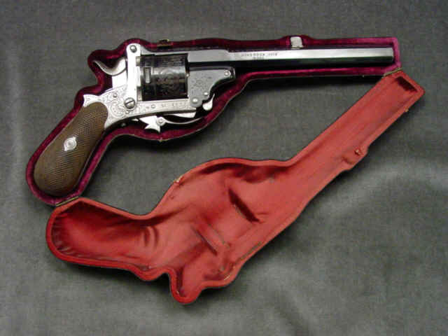 Belgian Folding-Trigger Tip-Up Double-Action Revolver, by H.J. Dessard, in Pipe Casing