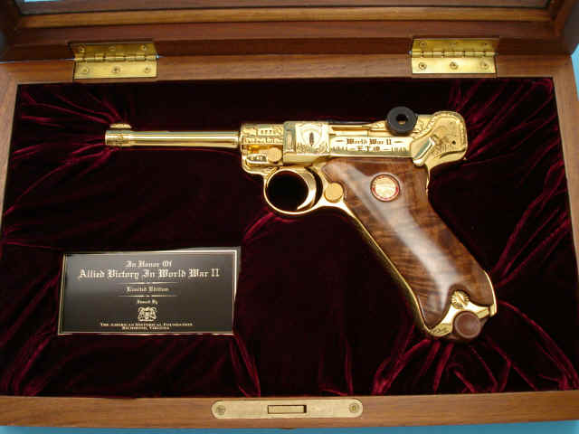 *Cased WWII 1941-1945 ETO Commemorative American Historical Foundation Limited Edition Reproduction P-08 Parabellum Semi-Automatic Pistol