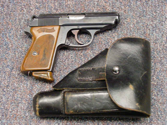 *Walther Model PPK Semi-Automatic Pistol with Extra Magazine and Black Leather Holster *Walther Model PPK Semi-Automatic Pistol with Extra Magazine and Black Leather Holster