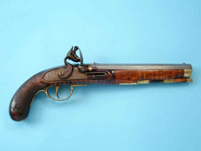 Kentucky Flintlock Pistol, Lock Signed by J. Bishop, Dated 1836 on Barrel