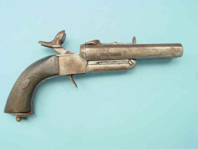 Unmarked French or Belgian Double Barrel Pinfire Pistol