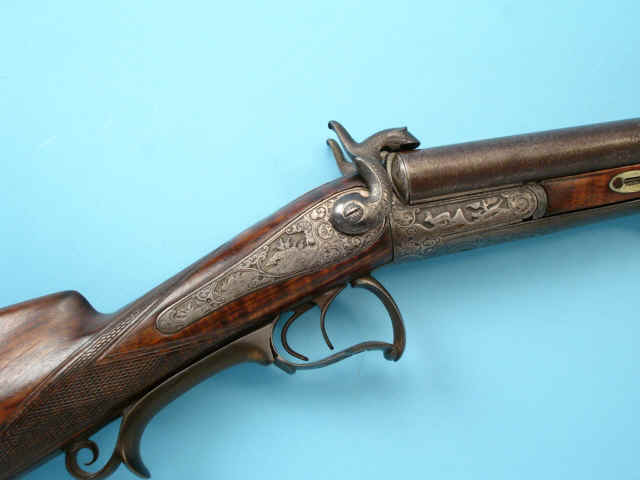 Engraved German Side-by-Side Double Barrel Pinfire Shotgun