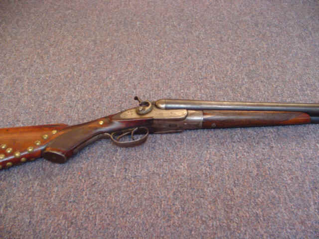 Parkhurst Double Barrel Hammer Shotgun with Spurious Wells Fargo Marking, Belgian Manufacture