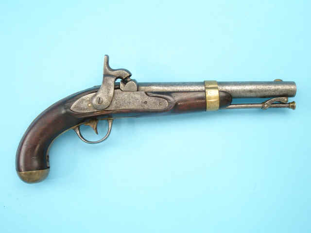 Rare Variation of Fourth Type Flat Lock A.H. Waters & Co. Percussion Pistol, Marked JH