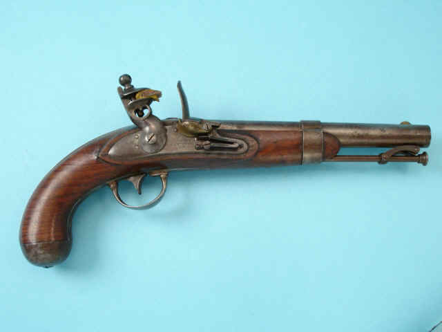 Fine U.S. Martially Marked Model 1836 Flintlock Pistol by Asa Waters, Anchor Motif Indicating U.S. Navy Issue